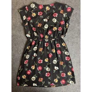 Tucker for Target Floral Dress Women's Large Black Short Sleeve    A4
